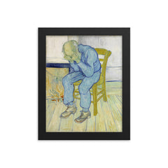 At Eternity's Gate by Vincent Van Gogh, May 1890 framed print on a plain backdrop in size 8"x10".