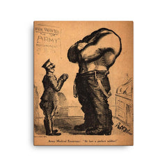 At Last a Perfect Soldier by Robert Minor, 1916 canvas print on a plain backdrop in size 16"x20".