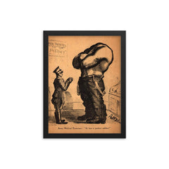 At Last a Perfect Soldier by Robert Minor, 1916 framed print on a plain backdrop in size 12"x16".