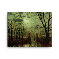 At The Park Gate by John Atkinson Grimshaw, 1878 canvas print on a plain backdrop in size 16"x20".