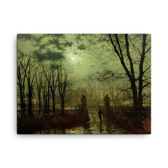 At The Park Gate by John Atkinson Grimshaw, 1878 canvas print on a plain backdrop in size 18"x24".