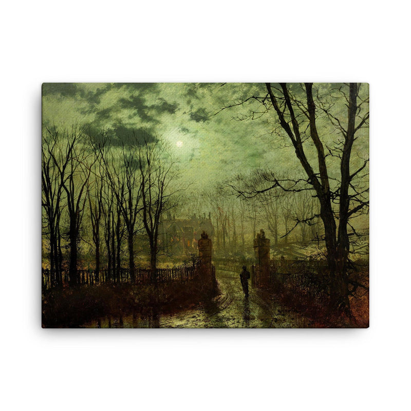 At The Park Gate by John Atkinson Grimshaw, 1878 canvas print on a plain backdrop in size 18