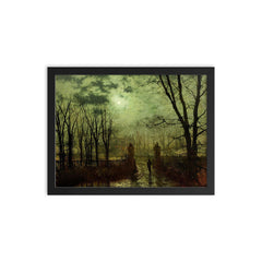 At The Park Gate by John Atkinson Grimshaw, 1878 framed print on a plain backdrop in size 12"x16".
