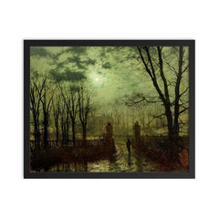 At The Park Gate by John Atkinson Grimshaw, 1878 framed print on a plain backdrop in size 16"x20".