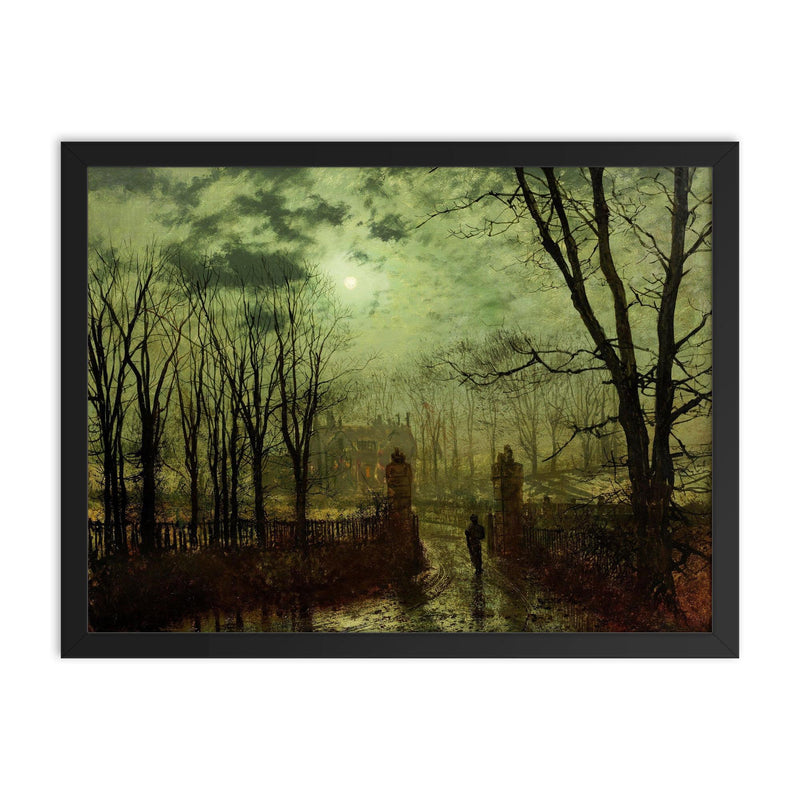 At The Park Gate by John Atkinson Grimshaw, 1878 framed print on a plain backdrop in size 18