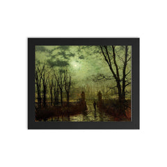 At The Park Gate by John Atkinson Grimshaw, 1878 framed print on a plain backdrop in size 8"x10".