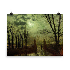 At The Park Gate by John Atkinson Grimshaw, 1878 poster on a plain backdrop in size 8"x10".