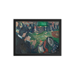 At the Roulette Table in Monte Carlo by Edvard Munch, 1892 framed print on a plain backdrop in size 12"x16".