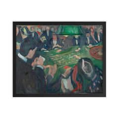 At the Roulette Table in Monte Carlo by Edvard Munch, 1892 framed print on a plain backdrop in size 16"x20".