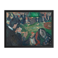 At the Roulette Table in Monte Carlo by Edvard Munch, 1892 framed print on a plain backdrop in size 18"x24".