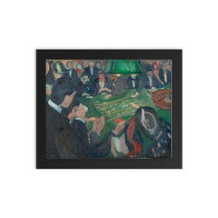 At the Roulette Table in Monte Carlo by Edvard Munch, 1892 framed print on a plain backdrop in size 8"x10".