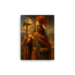 Atahualpa in Cajamarca before betrayal canvas print on a plain backdrop in size 12"x16".