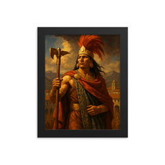 Atahualpa in Cajamarca before betrayal framed print on a plain backdrop in size 8"x10".