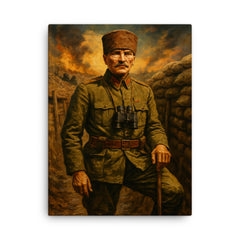 Atatürk Gallipoli trench portrait canvas print on a plain backdrop in size 18"x24".