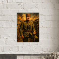 Atatürk Gallipoli trench portrait metal print mockup