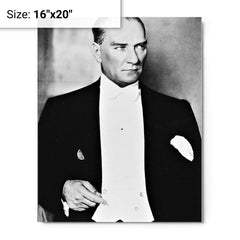 Ataturk (Mustafa Kemal Ataturk) metal print on a plain backdrop in size 16"x20".
