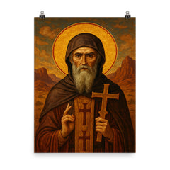 Athanasius contra mundum desert exile icon poster on a plain backdrop in size 8"x10".