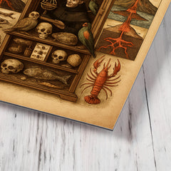 Athanasius Kircher cabinet of wonders and volcanic diagrams metal print mockup