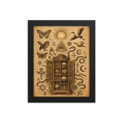 Athanasius Kircher cabinet of wonders exploding with symbols framed print on a plain backdrop in size 8"x10".