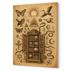 Athanasius Kircher cabinet of wonders exploding with symbols metal print mockup