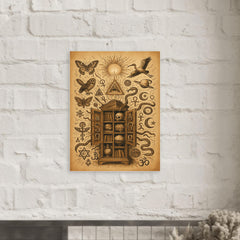 Athanasius Kircher cabinet of wonders exploding with symbols metal print mockup