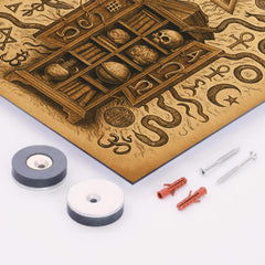 Athanasius Kircher cabinet of wonders exploding with symbols metal print mockup