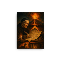 Athanasius Kircher decoding Egypt beneath volcano cross section canvas print on a plain backdrop in size 12"x16".