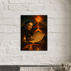 Athanasius Kircher decoding Egypt beneath volcano cross section metal print mockup