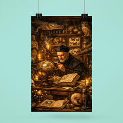 Athanasius Kircher in a cabinet of curiosities poster 6