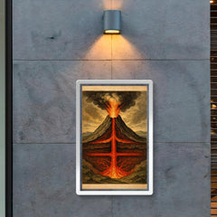 Athanasius Kircher volcano cross section study poster 2