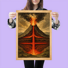 Athanasius Kircher volcano cross section study poster 3
