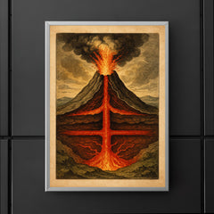 Athanasius Kircher volcano cross section study poster 5