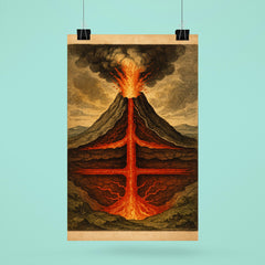 Athanasius Kircher volcano cross section study poster 6