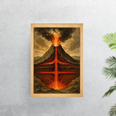 Athanasius Kircher volcano cross section study poster 7
