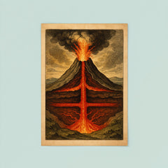Athanasius Kircher volcano cross section study poster 8
