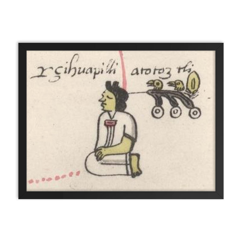 Atotoztli II framed print on a plain backdrop in size 18