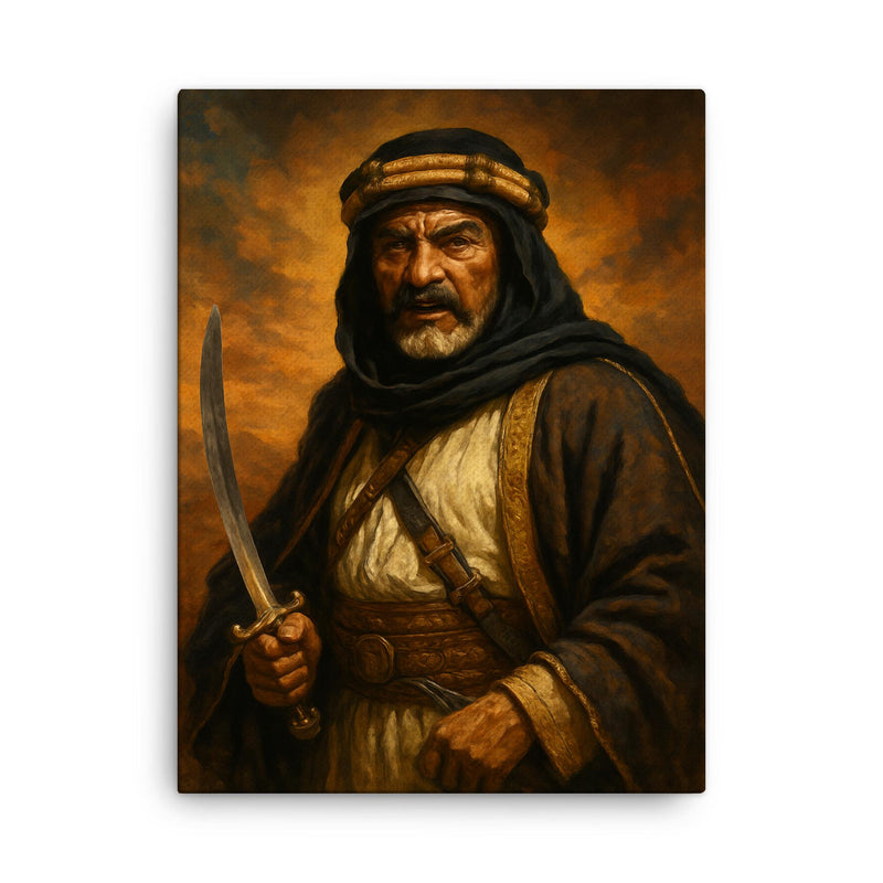 Auda Abu Tayi canvas print on a plain backdrop in size 18