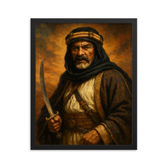Auda Abu Tayi framed print on a plain backdrop in size 16"x20".