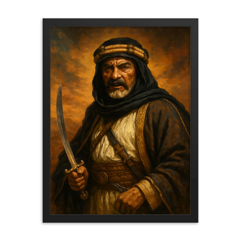 Auda Abu Tayi framed print on a plain backdrop in size 18