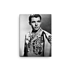 Audie Murphy canvas print on a plain backdrop in size 12"x16".