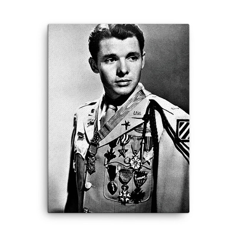Audie Murphy canvas print on a plain backdrop in size 18