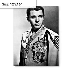 Audie Murphy metal print on a plain backdrop in size 12"x16".