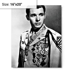 Audie Murphy metal print on a plain backdrop in size 16"x20".