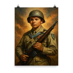 Audie Murphy poster on a plain backdrop in size 8"x10".