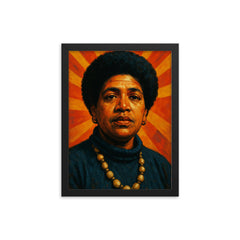 Audre Lorde framed print on a plain backdrop in size 12"x16".