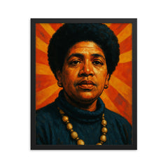 Audre Lorde framed print on a plain backdrop in size 16"x20".