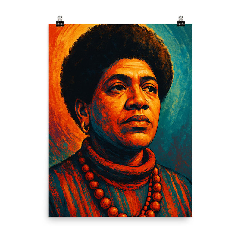 Audre Lorde poster on a plain backdrop in size 8