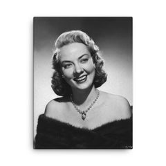 Audrey Totter canvas print on a plain backdrop in size 18"x24".