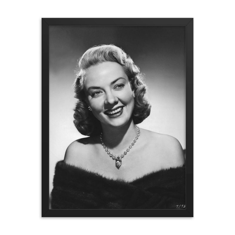 Audrey Totter framed print on a plain backdrop in size 18