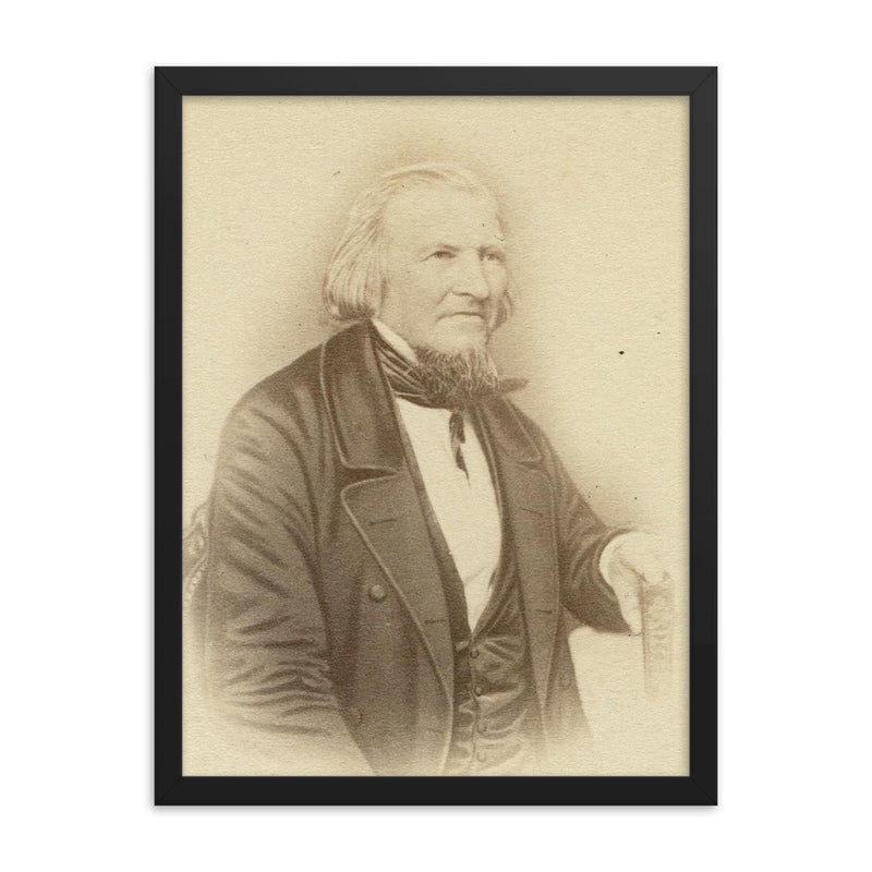 August Heinrich Hoffmann von Fallersleben framed print on a plain backdrop in size 18